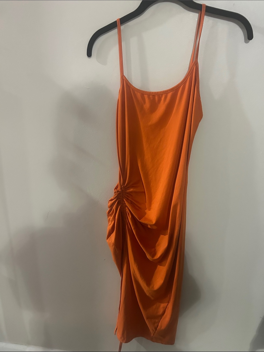 SHEIN Bright Orange Ruched Slip Dress